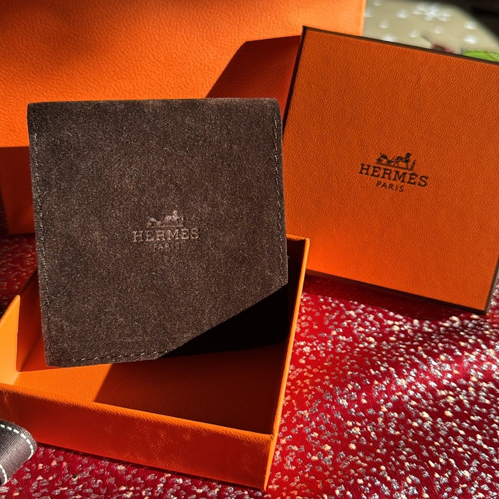 Hermes gift bag, box velvet pouch ribbon & 2 samples of Hermes toilette perfume - Picture 3 of 6